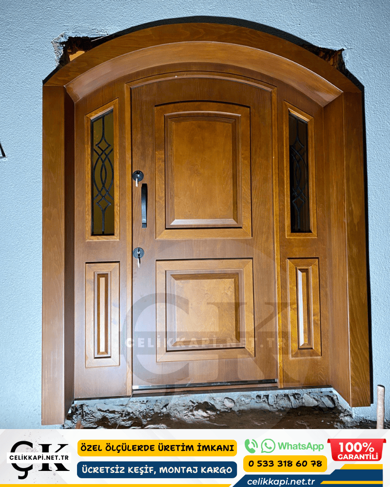 Oval Kapı Ahşap ve Cam Detaylı