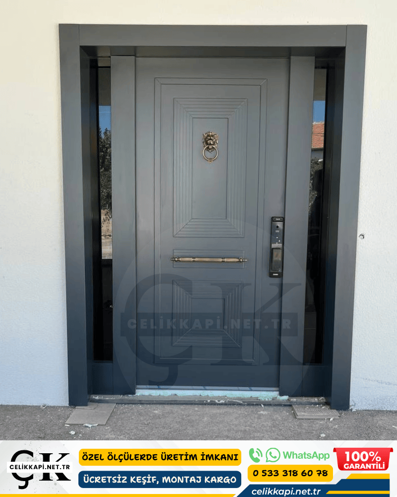Çift Kanat Villa Kapısı Kompakt Akıllı Kilitli Aksaray