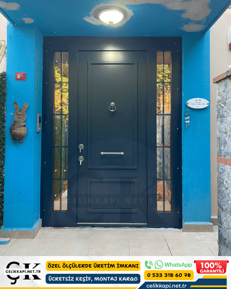 Antrasit Camlı Kompozit Villa Kapısı İstanbul Dudullu