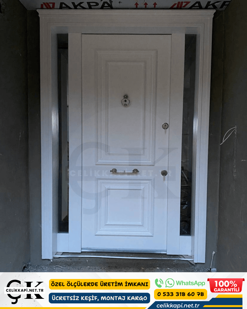 Beyaz Çift Kanatlı Villa Kapısı İstanbul Beykoz