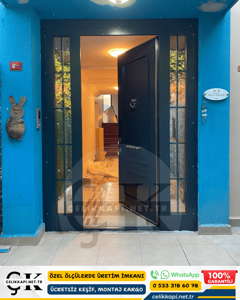 Antrasit Camlı Kompozit Villa Kapısı İstanbul Dudullu